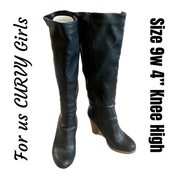 Lane Bryant Shoes - Lane Bryant Tall Vegan Boots 4” Heel in size 9W Black from ALL MAN MADE MATERIAL